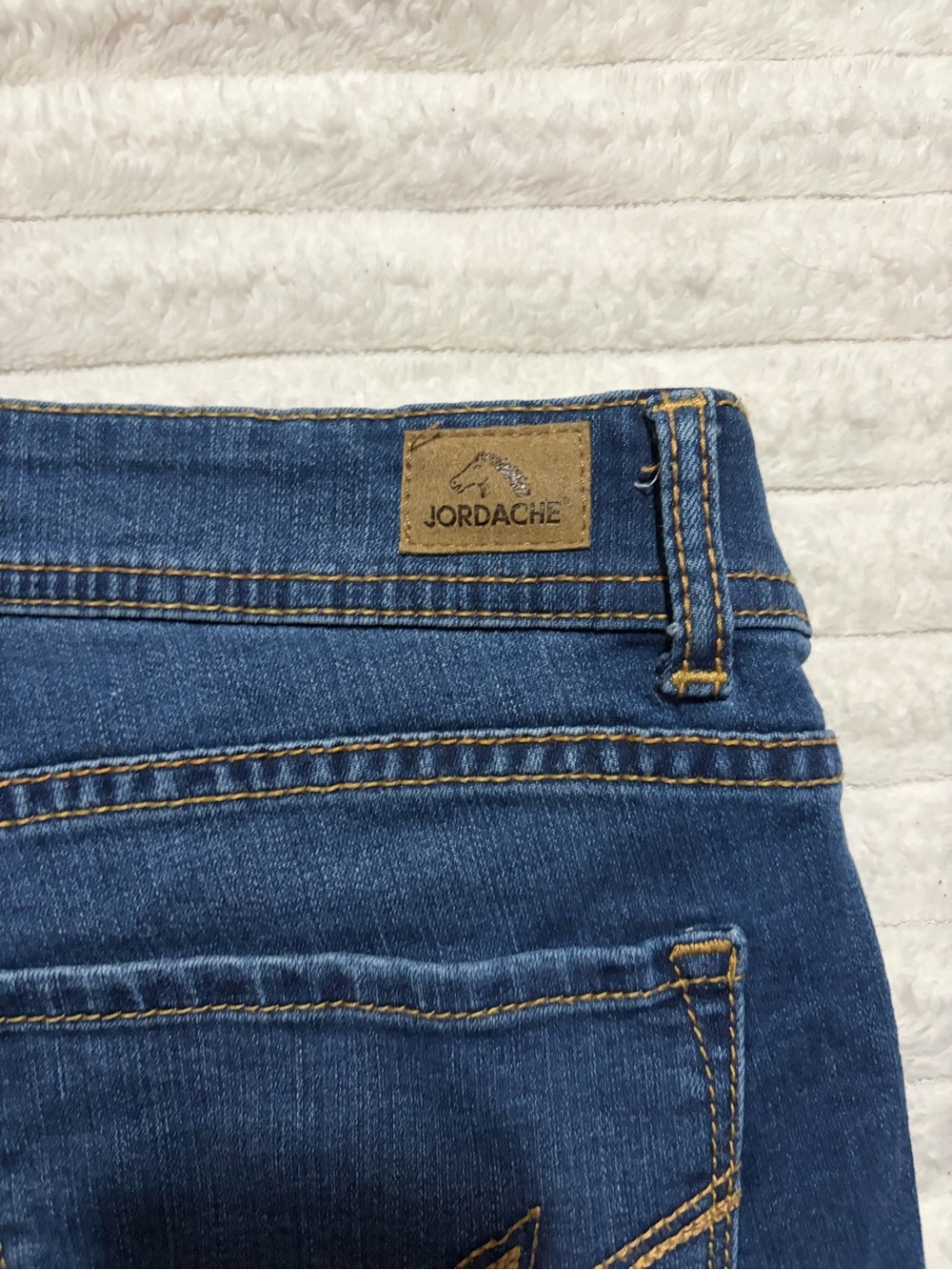 Jordache High-Rise Dark Blue Denim Jeans with Contrast Stitching